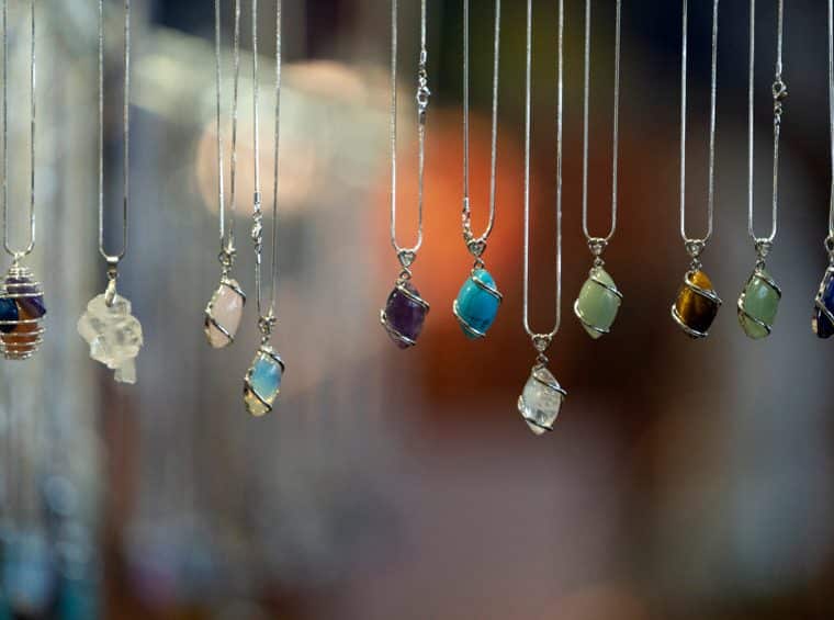 many stone pendant at the market